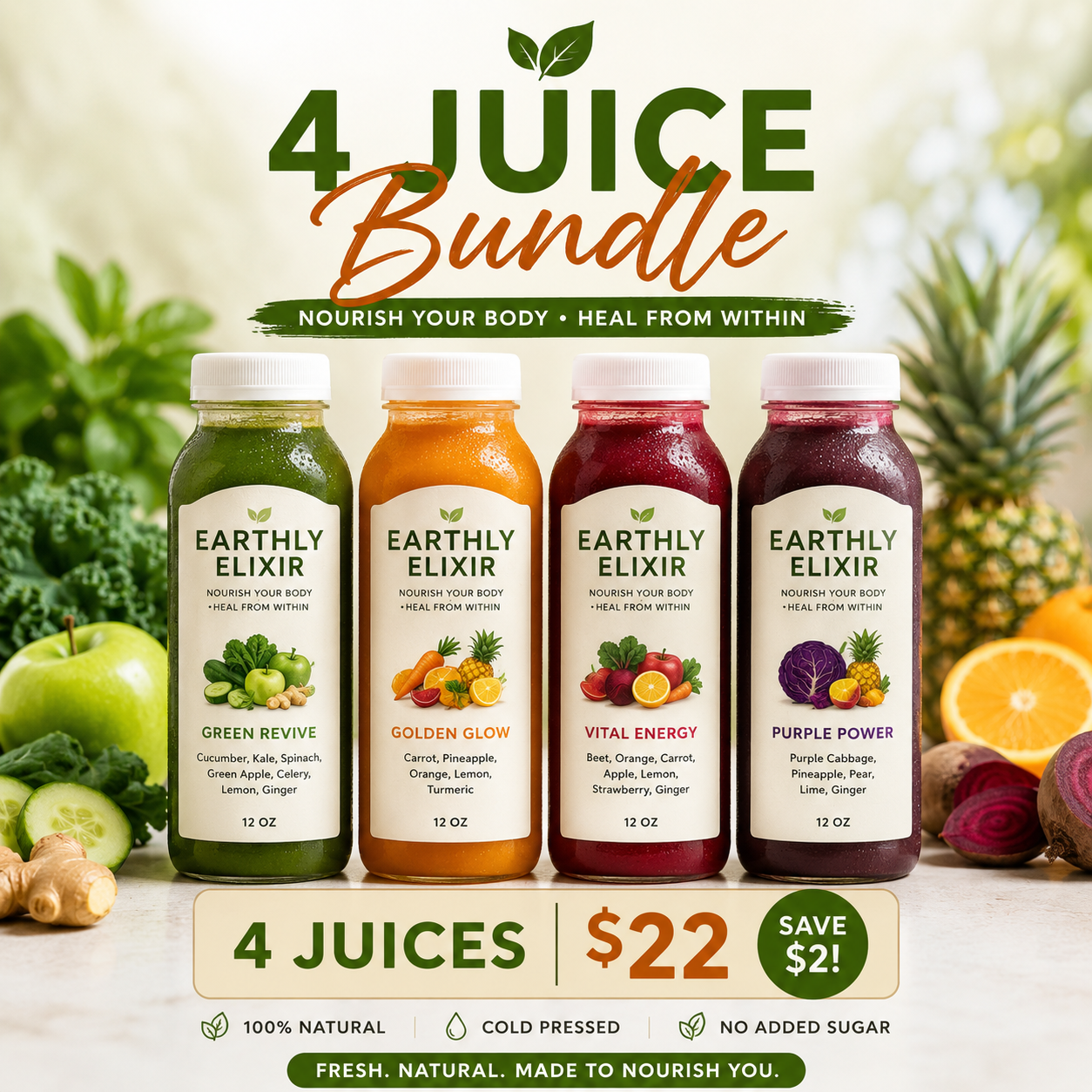🍃 4 Juice Bundle – Mix & Match Your Favorites