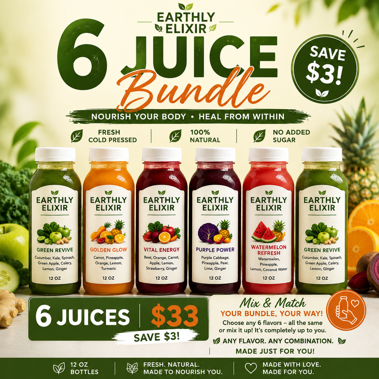 🍃 6 Juice Bundle – Mix & Match Your Favorites