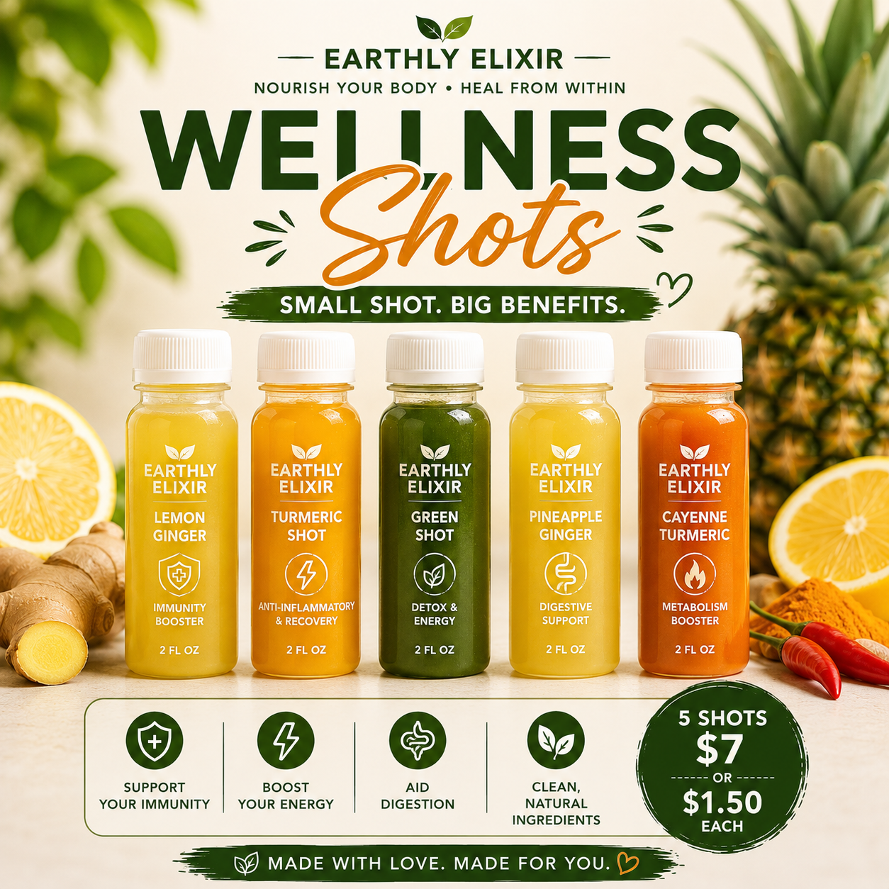 🌿 Earthly Elixir Wellness Shots - 5 Shots